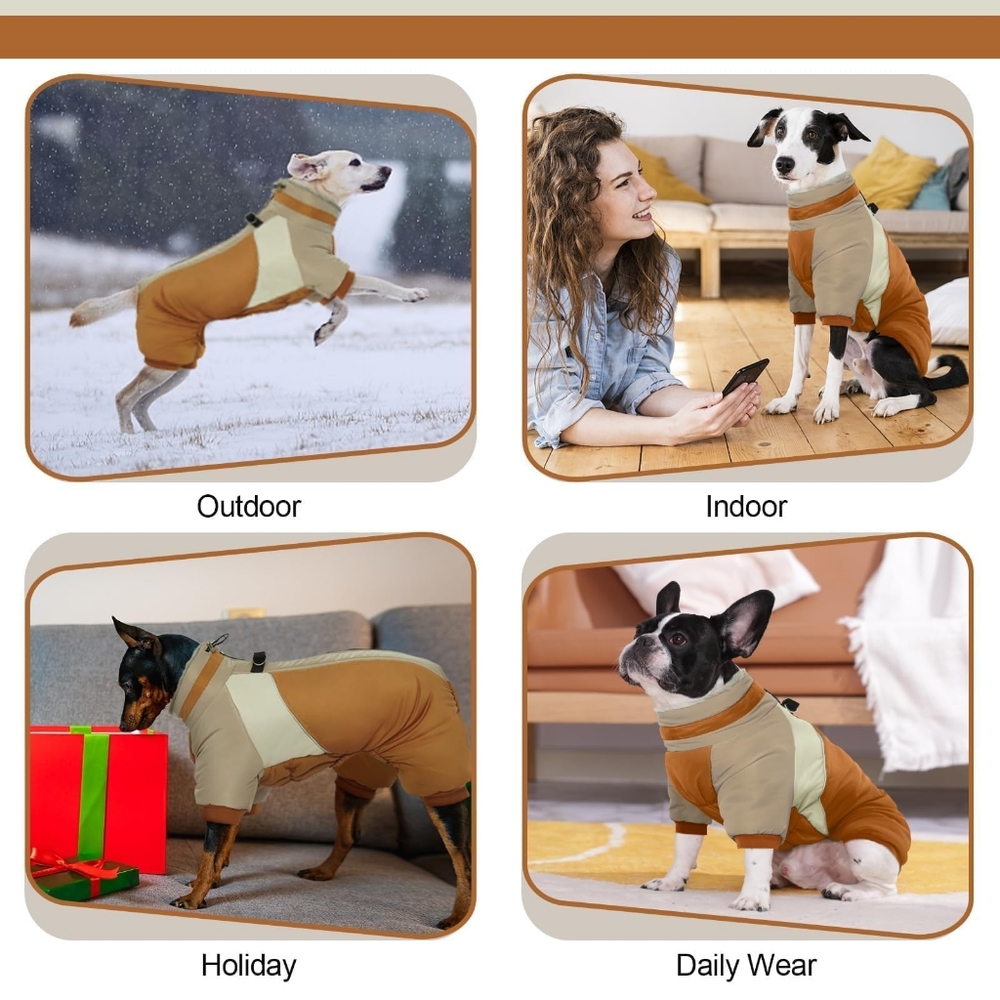 Dog Coat Small Dogs with Built in Harness, Reflective Jacket with Zipper, Small - Picture 2 of 8